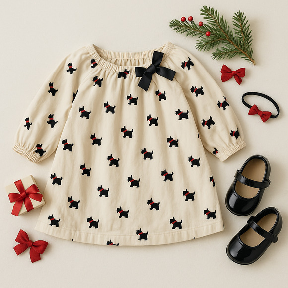 Baby Gap Other - BabyGap Cream Scottie Dog Dress | Baby Girl Size 12–18 Months | 100% Cotton